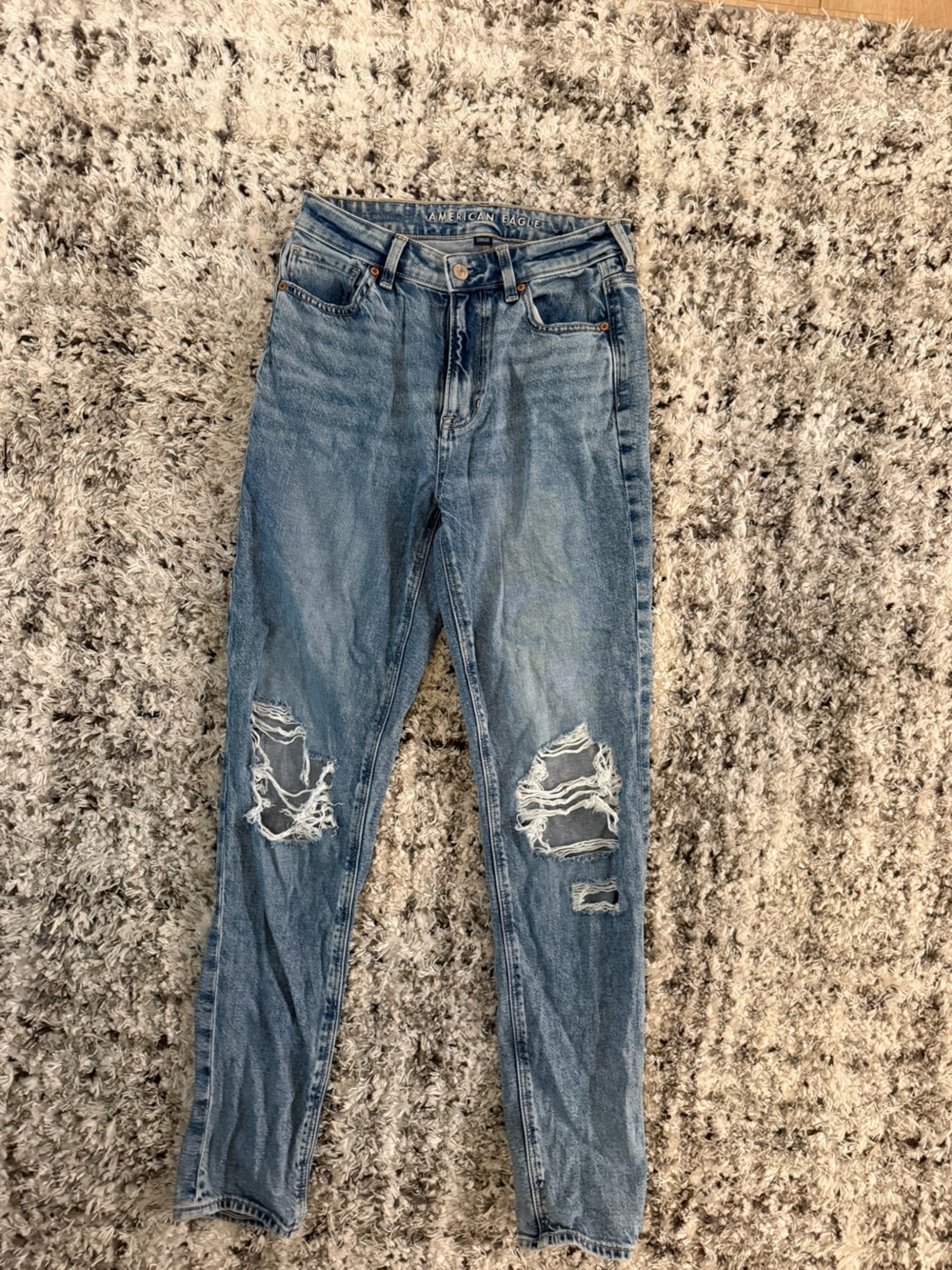 American Eagle Outfitters Women's Light Blue Straight Leg Jeans
